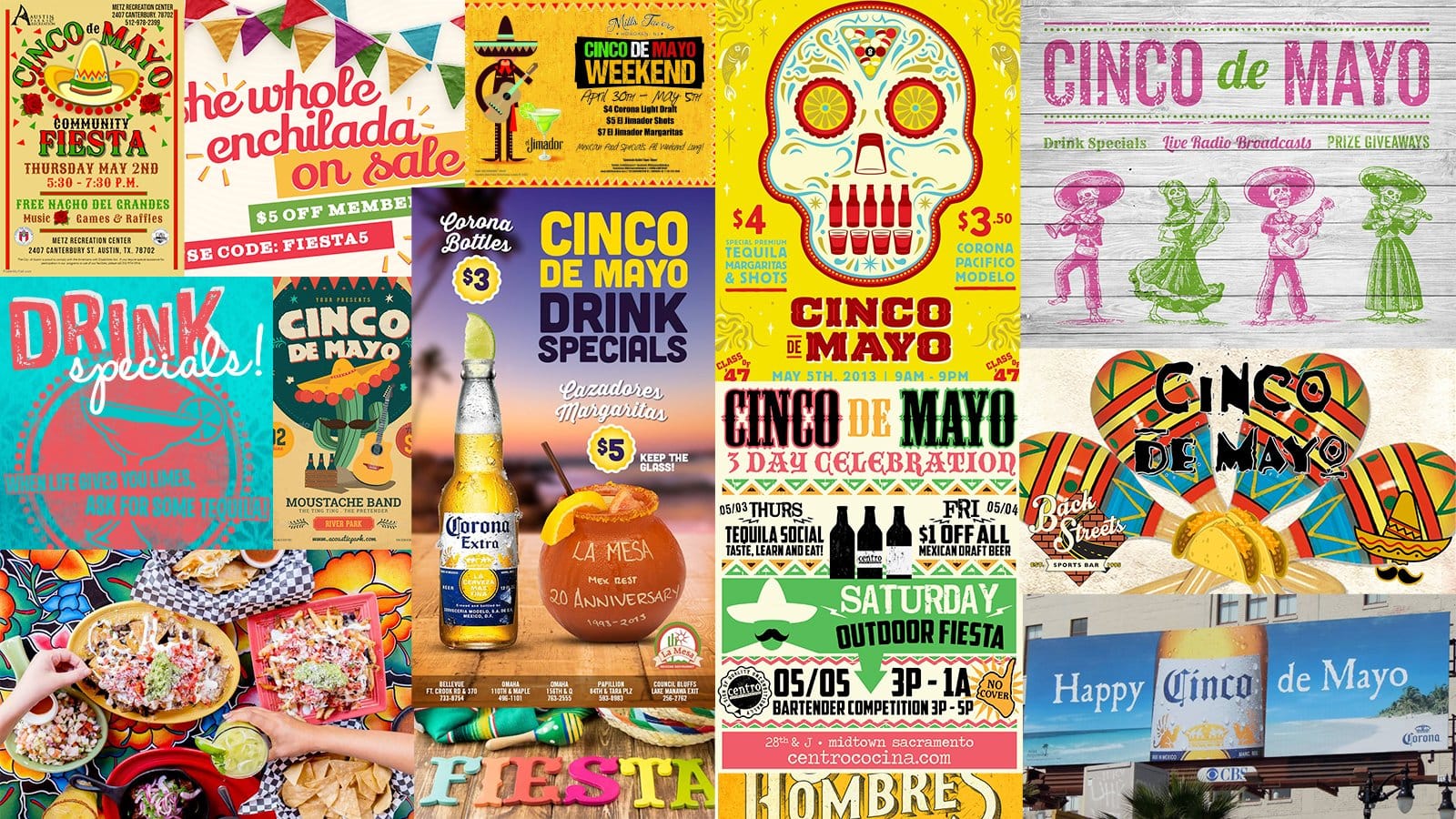 Displaying multiple ads and promos for Cinco de Mayo events and sales